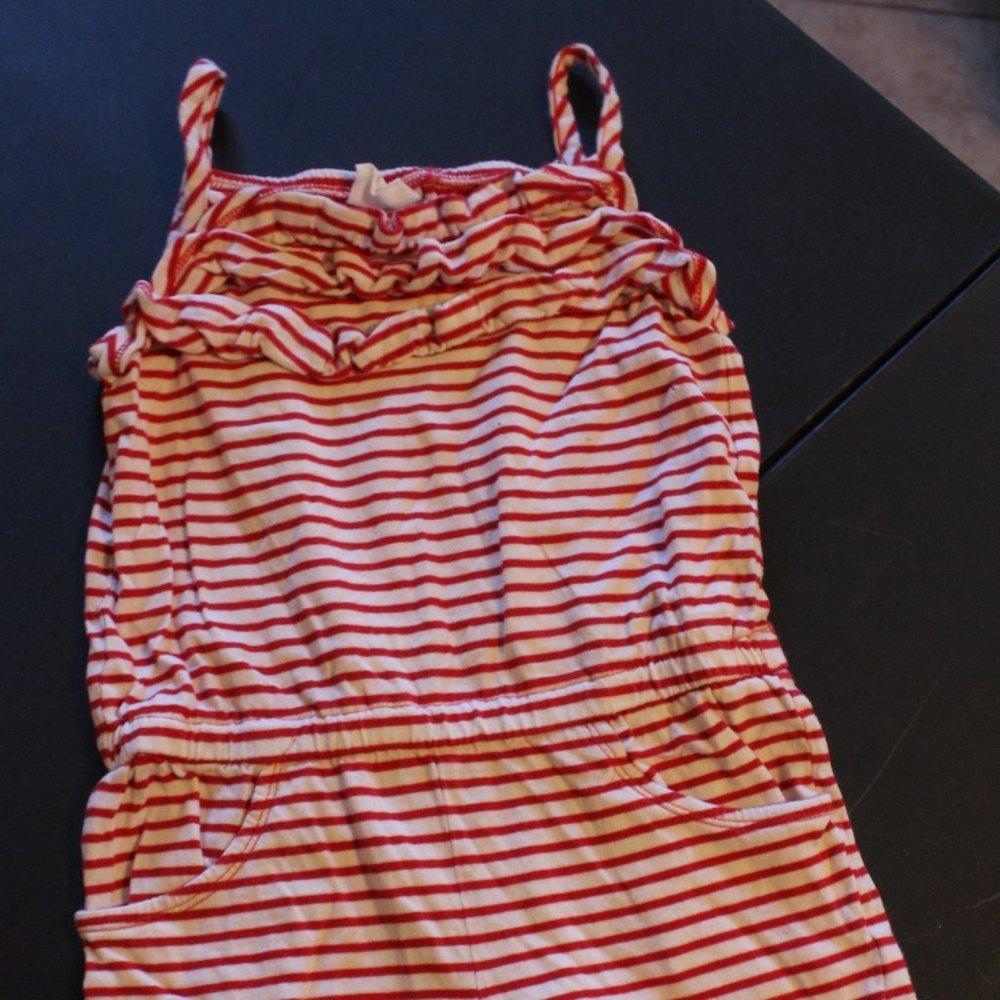 Crazy 8 Girls Romper Red White Stripe Size 6 (B)